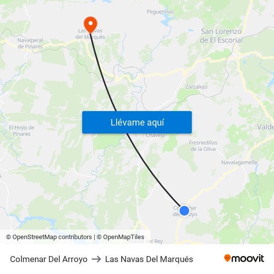 Colmenar Del Arroyo to Las Navas Del Marqués map