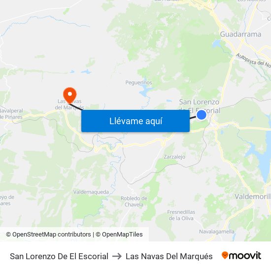 San Lorenzo De El Escorial to Las Navas Del Marqués map