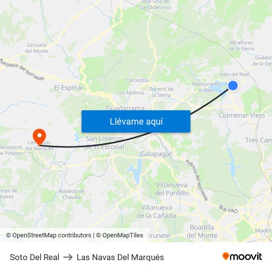 Soto Del Real to Las Navas Del Marqués map