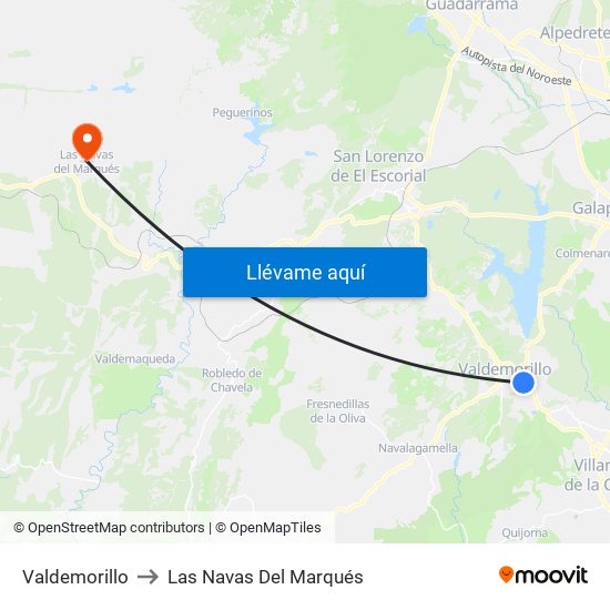 Valdemorillo to Las Navas Del Marqués map