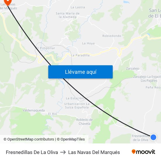 Fresnedillas De La Oliva to Las Navas Del Marqués map