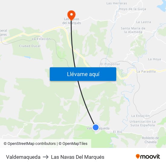 Valdemaqueda to Las Navas Del Marqués map