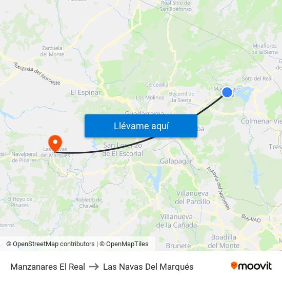 Manzanares El Real to Las Navas Del Marqués map