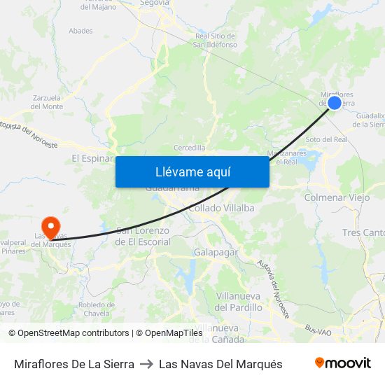 Miraflores De La Sierra to Las Navas Del Marqués map