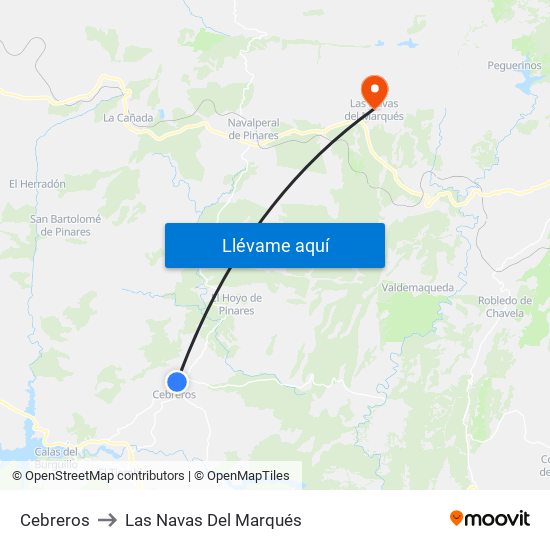 Cebreros to Las Navas Del Marqués map