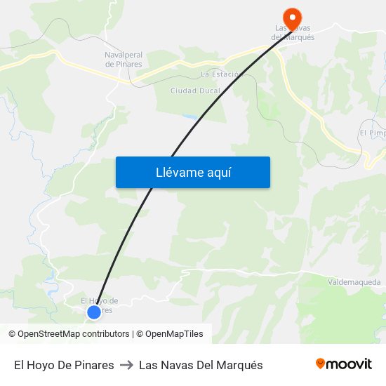 El Hoyo De Pinares to Las Navas Del Marqués map