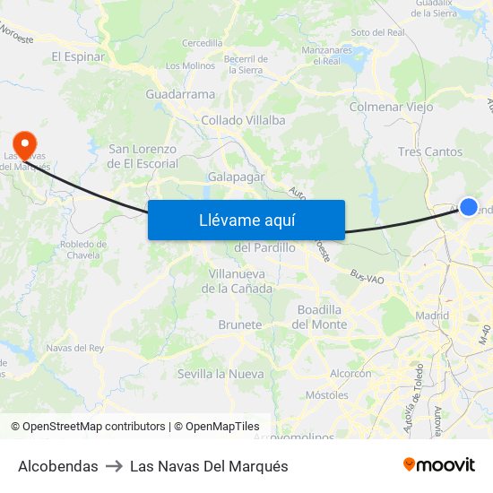 Alcobendas to Las Navas Del Marqués map
