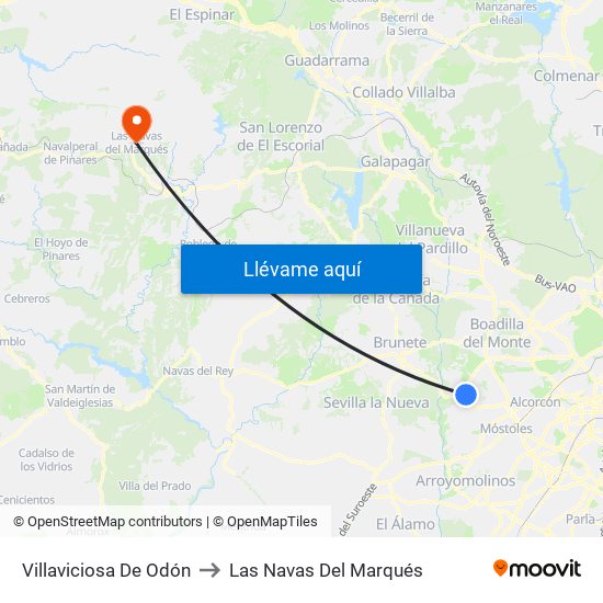 Villaviciosa De Odón to Las Navas Del Marqués map