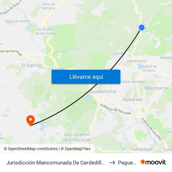 Jurisdicción Mancomunada De Cerdedilla Y Navacerrada to Peguerinos map
