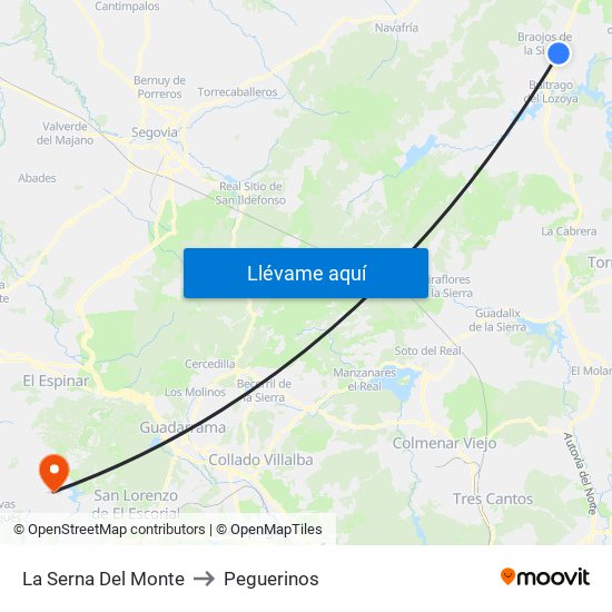 La Serna Del Monte to Peguerinos map