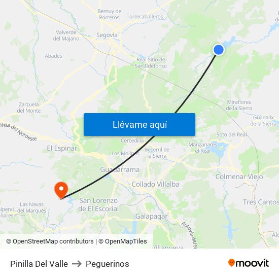 Pinilla Del Valle to Peguerinos map