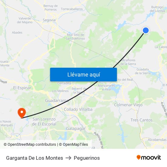 Garganta De Los Montes to Peguerinos map