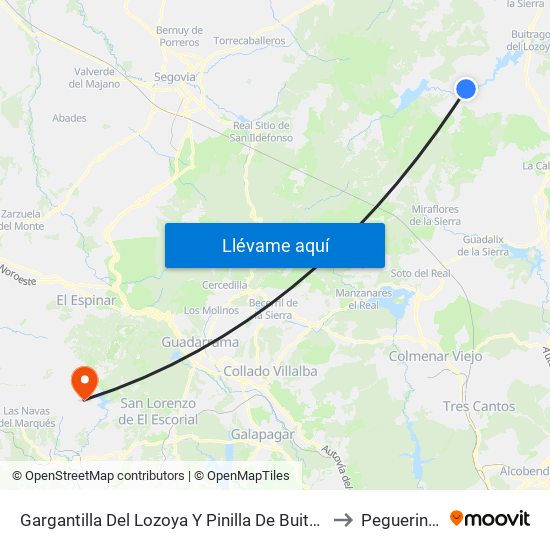 Gargantilla Del Lozoya Y Pinilla De Buitrago to Peguerinos map