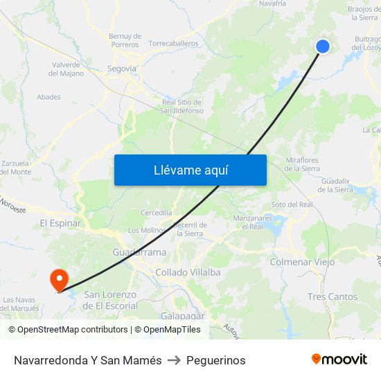 Navarredonda Y San Mamés to Peguerinos map