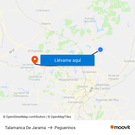 Talamanca De Jarama to Peguerinos map