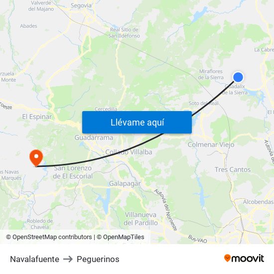 Navalafuente to Peguerinos map