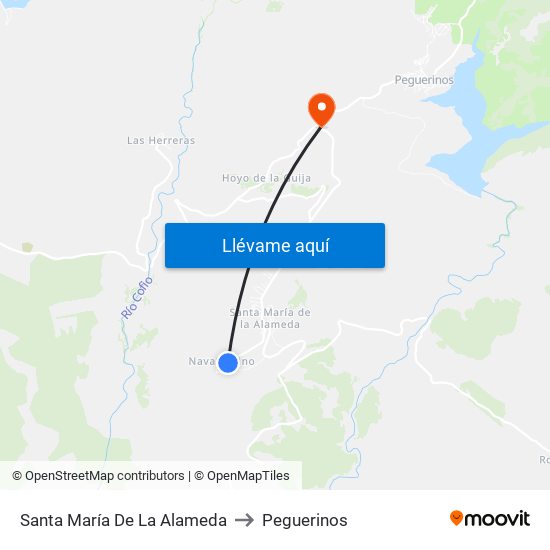 Santa María De La Alameda to Peguerinos map