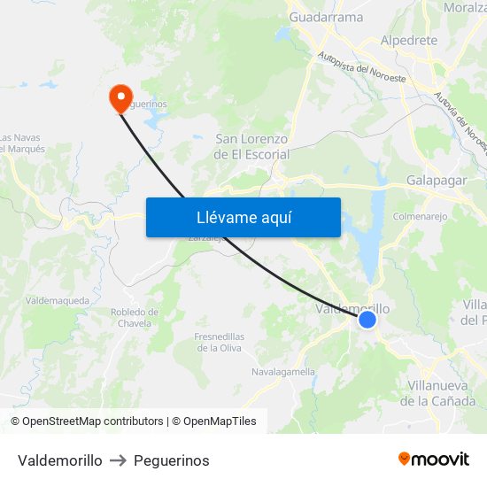 Valdemorillo to Peguerinos map