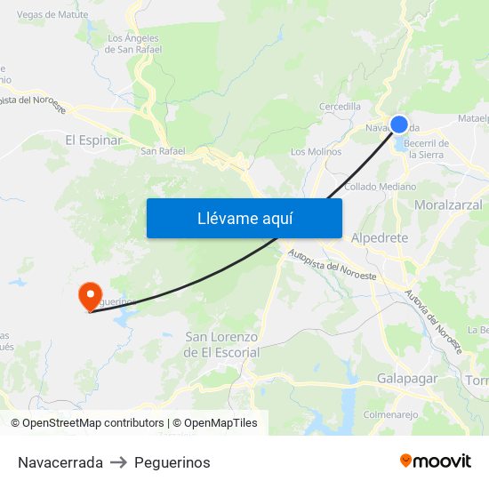 Navacerrada to Peguerinos map