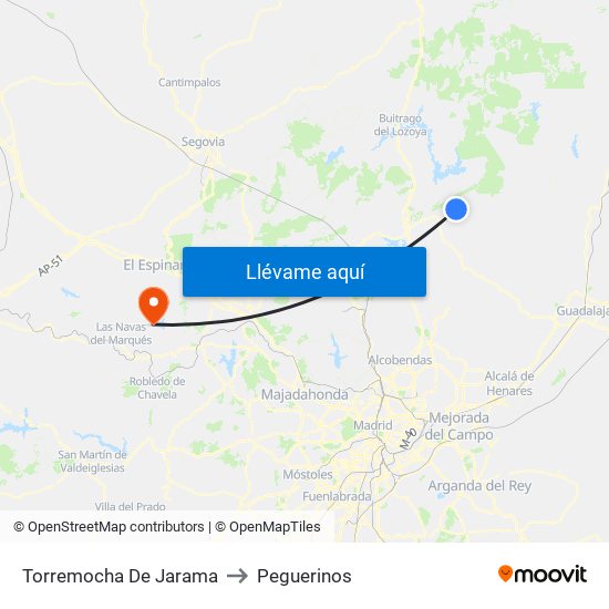 Torremocha De Jarama to Peguerinos map