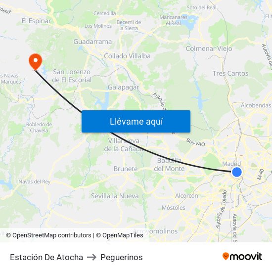 Estación De Atocha to Peguerinos map