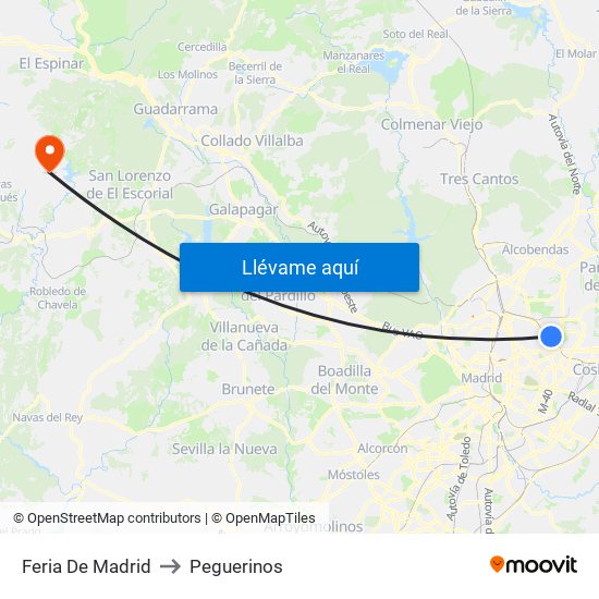 Feria De Madrid to Peguerinos map