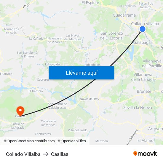 Collado Villalba to Casillas map
