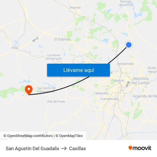 San Agustín Del Guadalix to Casillas map