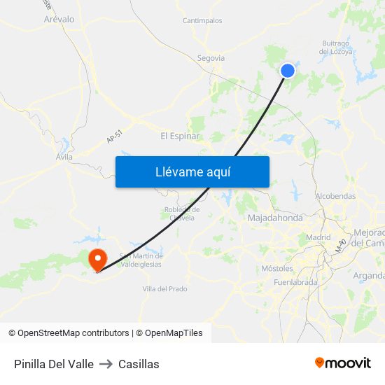 Pinilla Del Valle to Casillas map