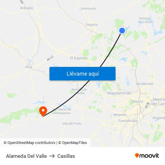 Alameda Del Valle to Casillas map