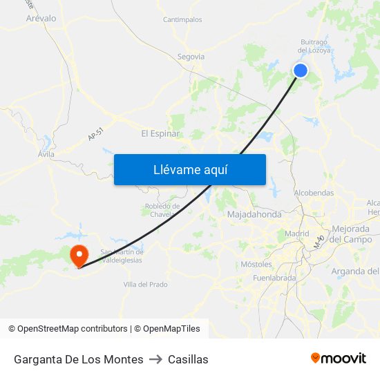 Garganta De Los Montes to Casillas map