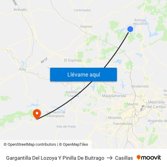 Gargantilla Del Lozoya Y Pinilla De Buitrago to Casillas map