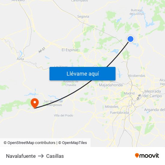 Navalafuente to Casillas map