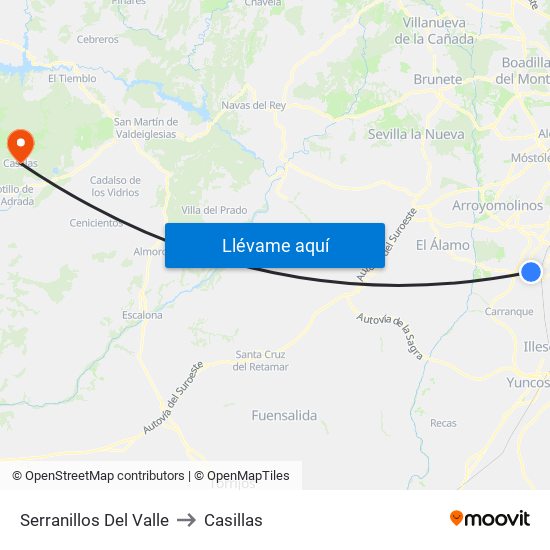 Serranillos Del Valle to Casillas map