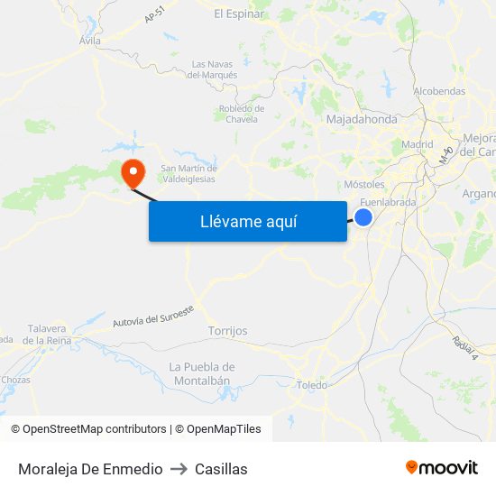 Moraleja De Enmedio to Casillas map