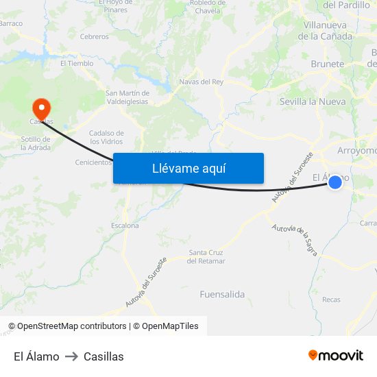 El Álamo to Casillas map