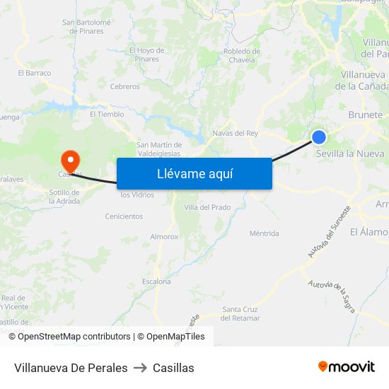 Villanueva De Perales to Casillas map