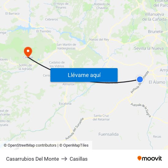 Casarrubios Del Monte to Casillas map