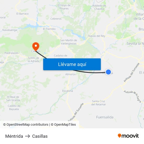 Méntrida to Casillas map