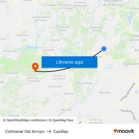 Colmenar Del Arroyo to Casillas map