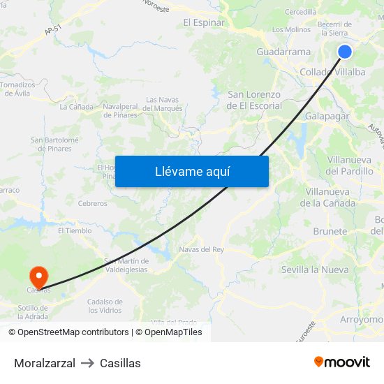 Moralzarzal to Casillas map