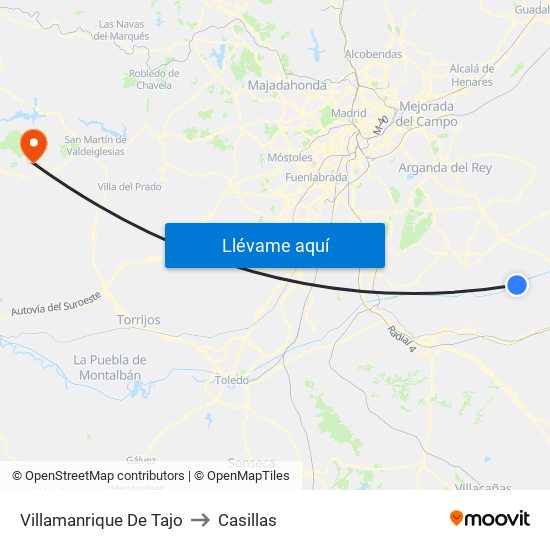 Villamanrique De Tajo to Casillas map