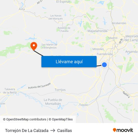 Torrejón De La Calzada to Casillas map