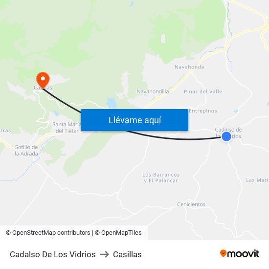 Cadalso De Los Vidrios to Casillas map