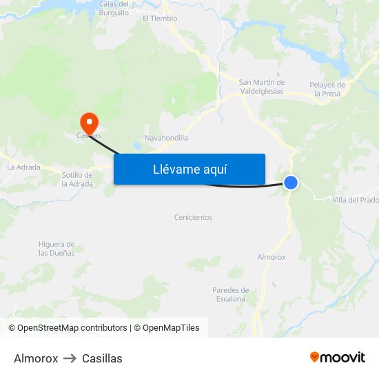 Almorox to Casillas map