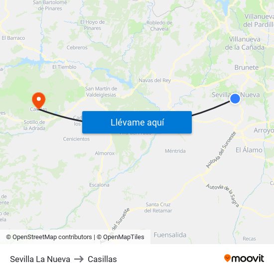 Sevilla La Nueva to Casillas map