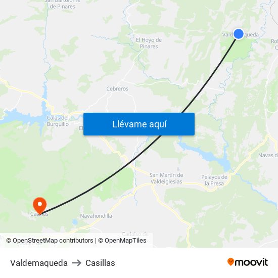 Valdemaqueda to Casillas map