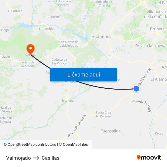 Valmojado to Casillas map