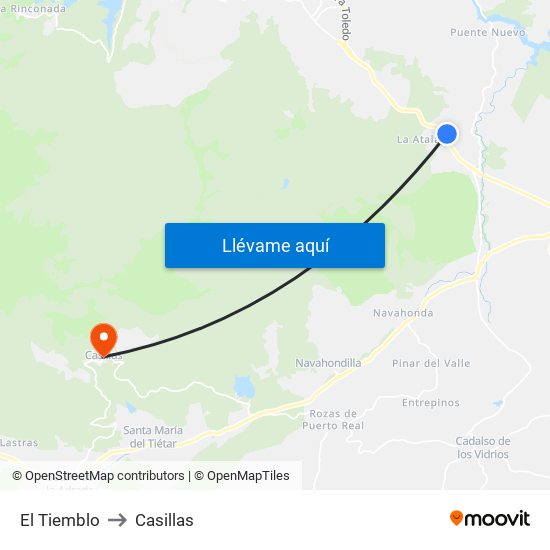 El Tiemblo to Casillas map