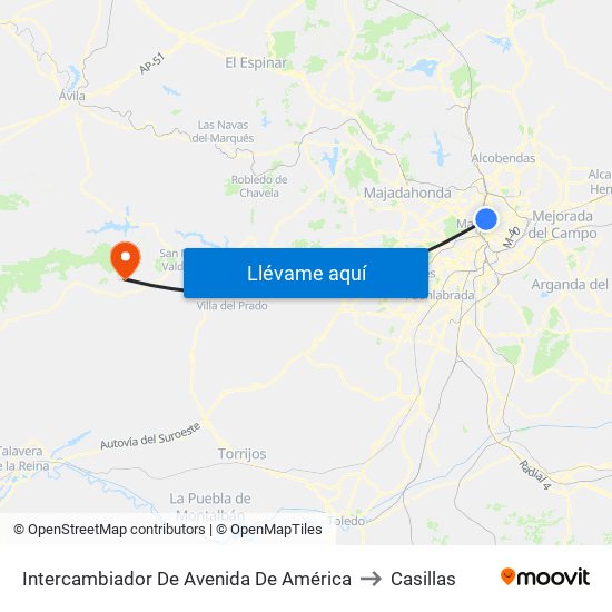 Intercambiador De Avenida De América to Casillas map